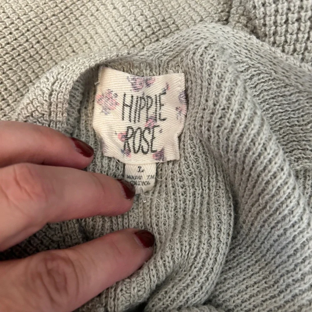 Hippie Rose Women's V-Neck Waffle Knit Lightweight‎ Sweater Pullover Size L
